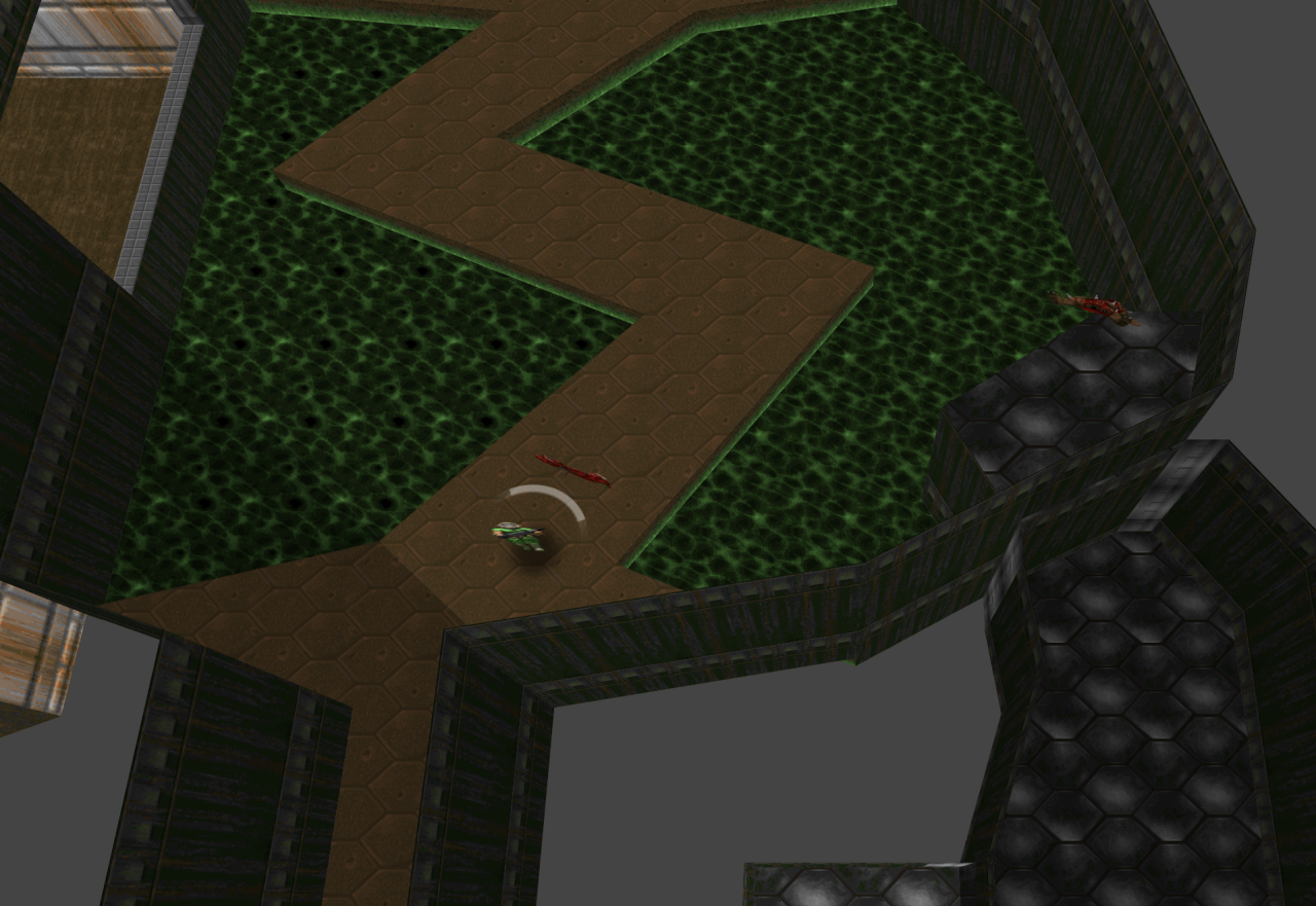 When you render DOOM in CSS you can easily change how you view the scene by setting some CSS properties, such as follow mode where you can see the player from behind