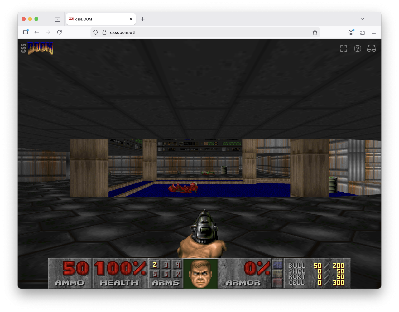 DOOM running in the browser fully rendered in CSS